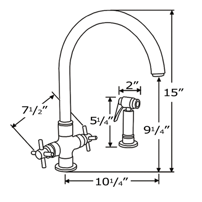 Whitehaus Luxe+ Dual Handles Faucet with Swivel Spout