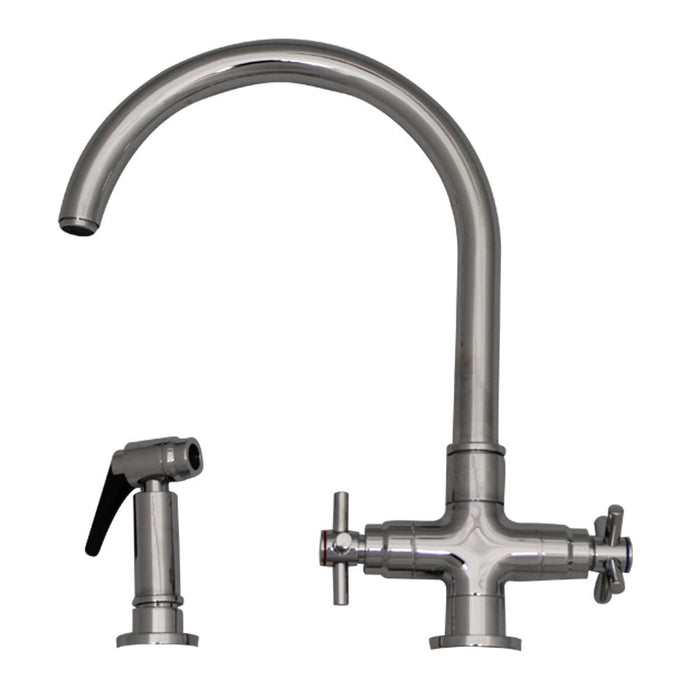 Whitehaus  Modern Goose Neck Kitchen Faucet with Side Spray
