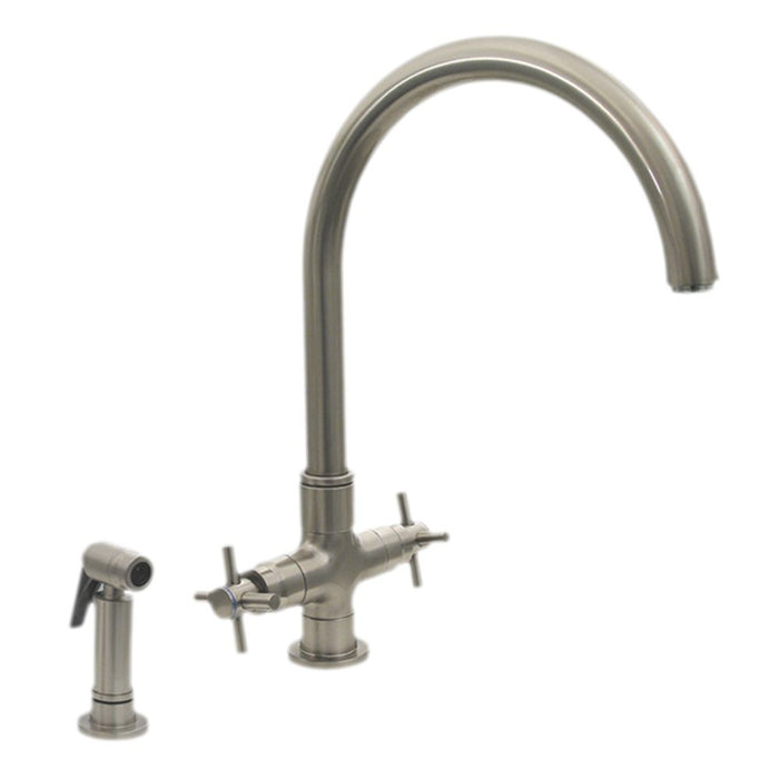 Whitehaus  Modern Goose Neck Kitchen Faucet with Side Spray