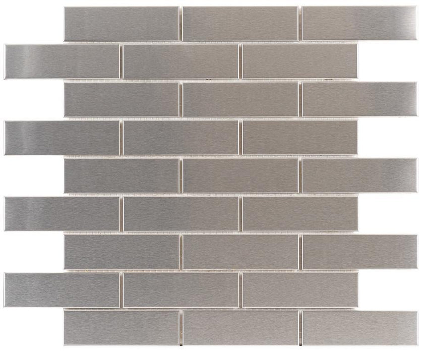 Brushed Stainless Steel 1" x 4" Brickset Mosaic