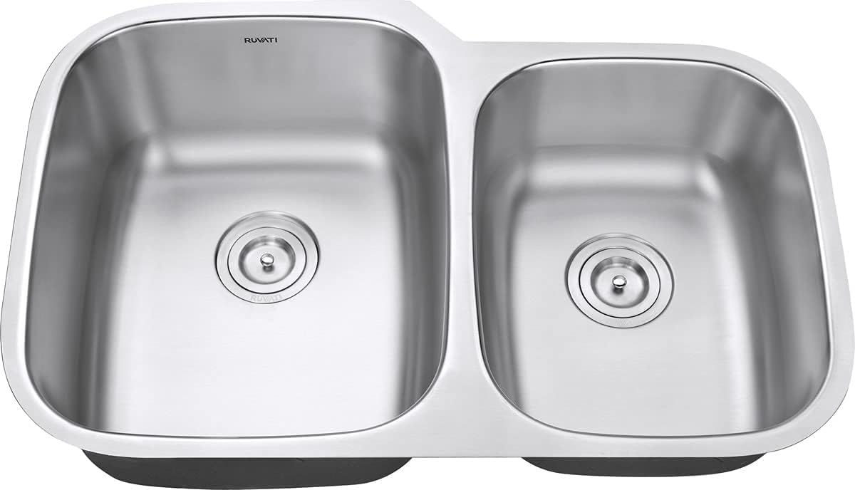 32-inch Undermount 60/40 Double Bowl 16 Gauge Stainless Steel Kitchen Sink - RVM4310