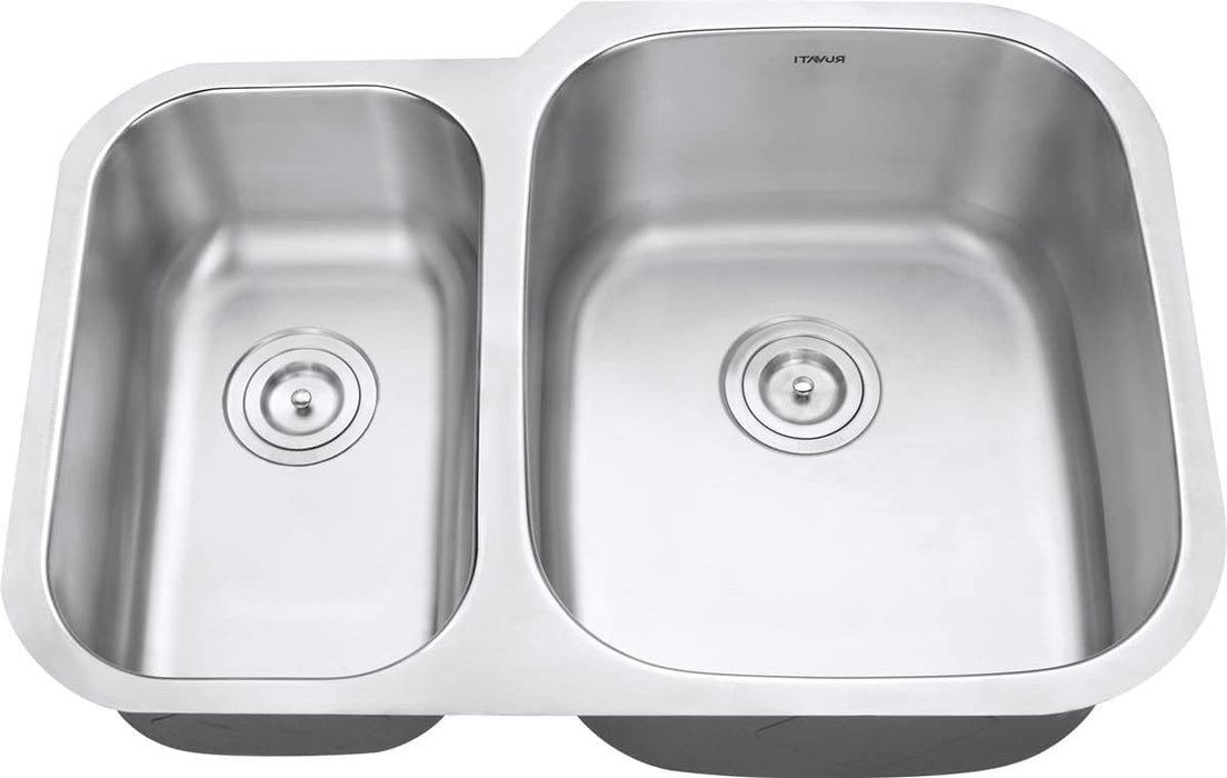 29-inch Undermount 40/60 Double Bowl 16 Gauge Stainless Steel Kitchen Sink - RVM4505