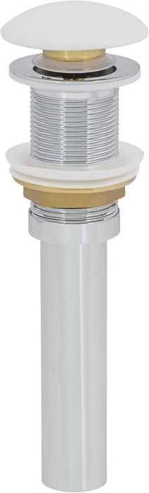 White Ceramic Top Push Pop-up Drain for Bathroom Sinks without Overflow- RVA5102WH