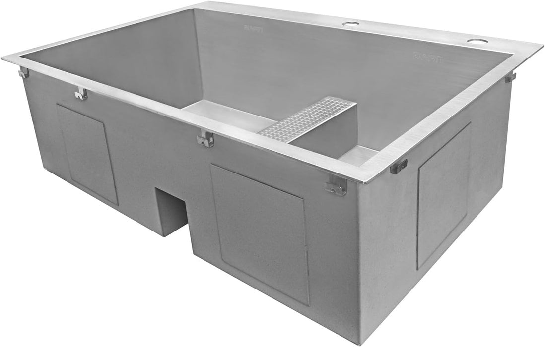 33-inch Drop-in Low Platform-Divide Zero Radius 60/40 Double Bowl 16 Gauge Topmount Kitchen Sink
