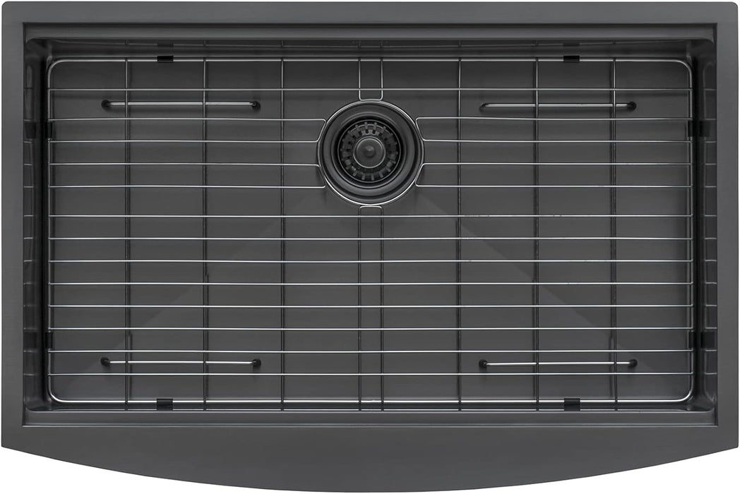 36-inch Gunmetal Black Workstation Apron-Front Stainless Steel Kitchen Sink