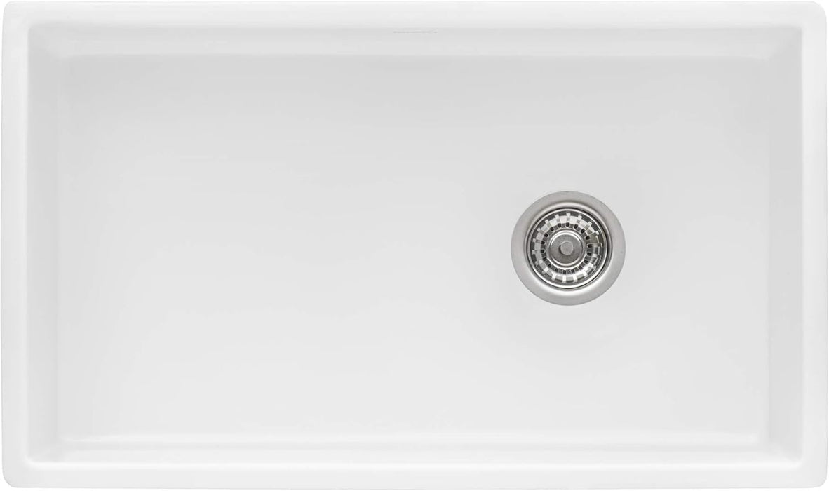 30-inch Fireclay Farmhouse Offset Drain Kitchen Sink Single Bowl White - Right Drain