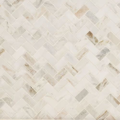 Arabescato Venato White Herringbone