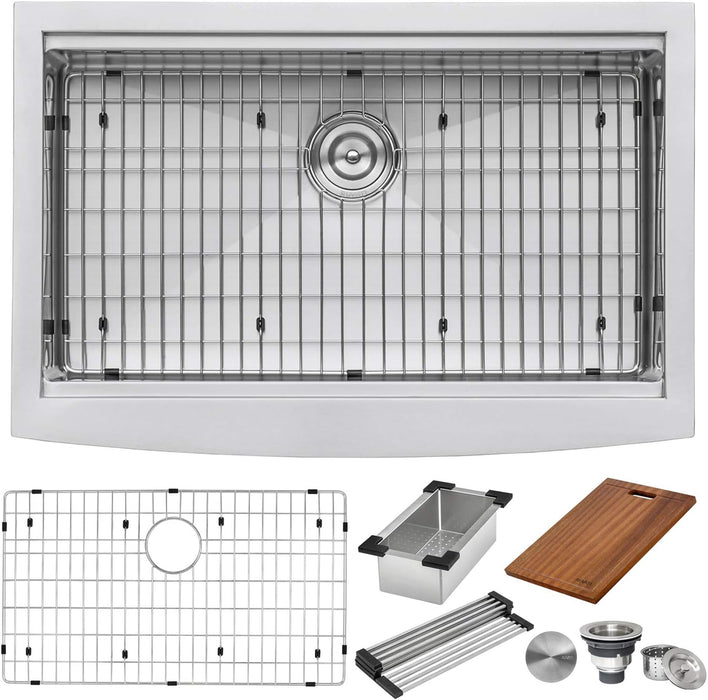 27-inch Apron-front Workstation Farmhouse Kitchen Sink 16 Gauge Stainless Steel Single Bowl