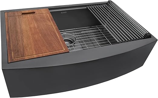 30-inch Gunmetal Black Workstation Apron-Front Stainless Steel Kitchen Sink