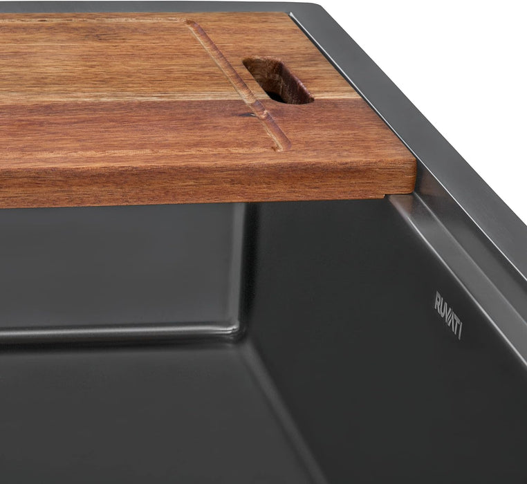 36-inch Gunmetal Black Workstation Apron-Front Stainless Steel Kitchen Sink