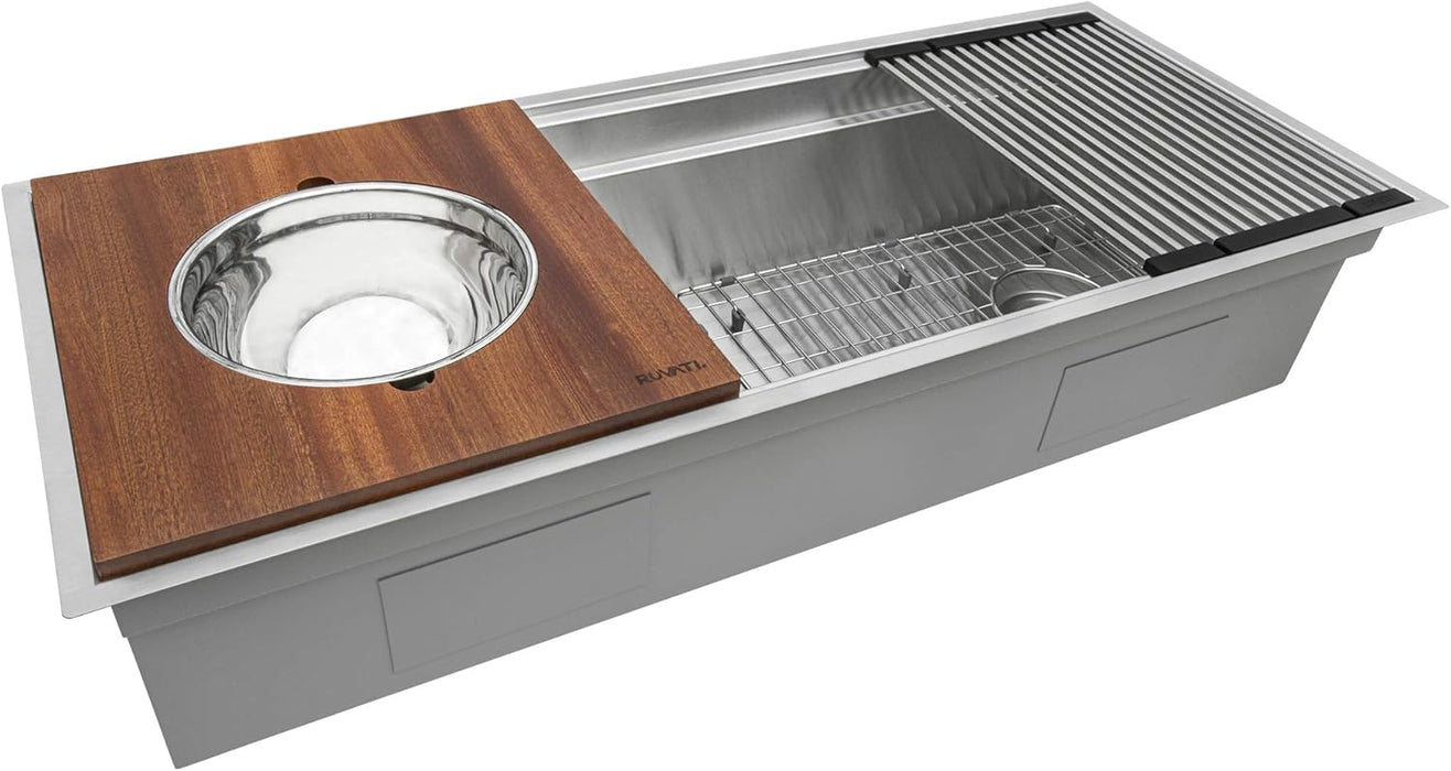 33-inch Workstation Two-Tiered Ledge Kitchen Sink Undermount 16 Gauge Stainless Steel