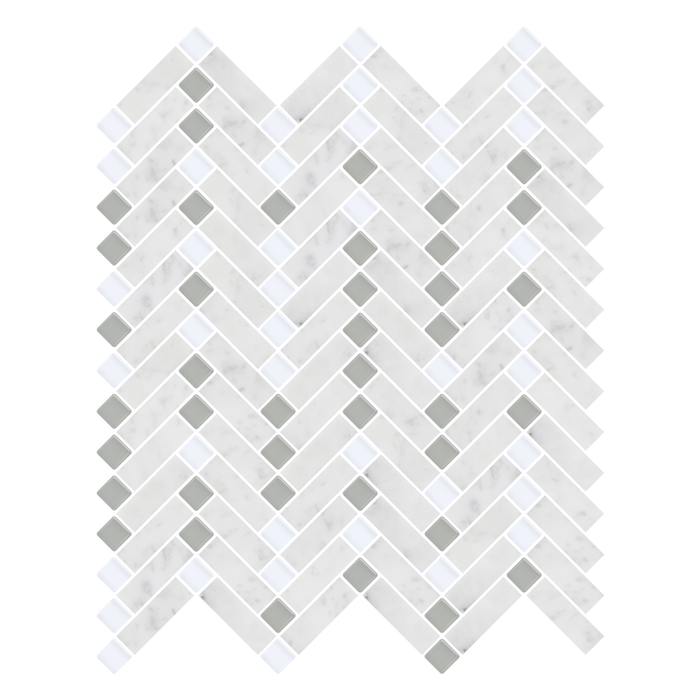 White Fossil Stippled Herringbone