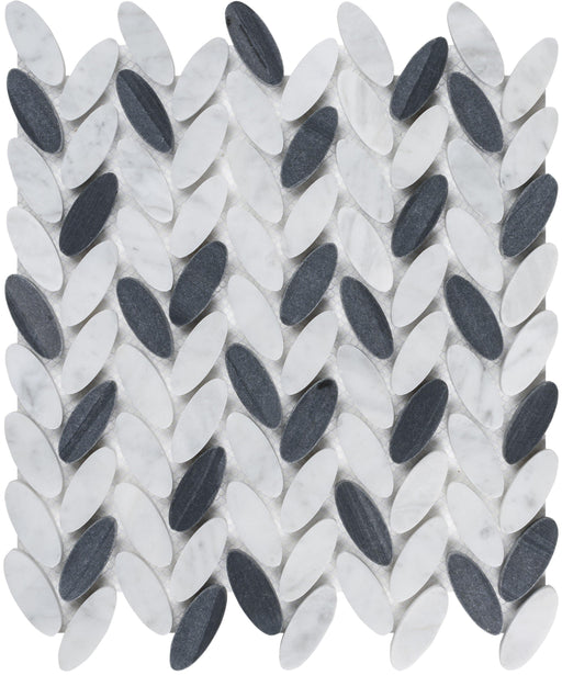 Black n White Elyptic Herringbone Mosaic