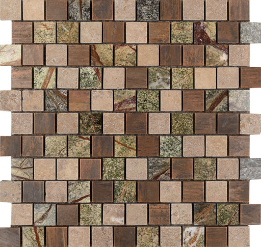 Copper Amazon 1" x 1" Offset Mosaic