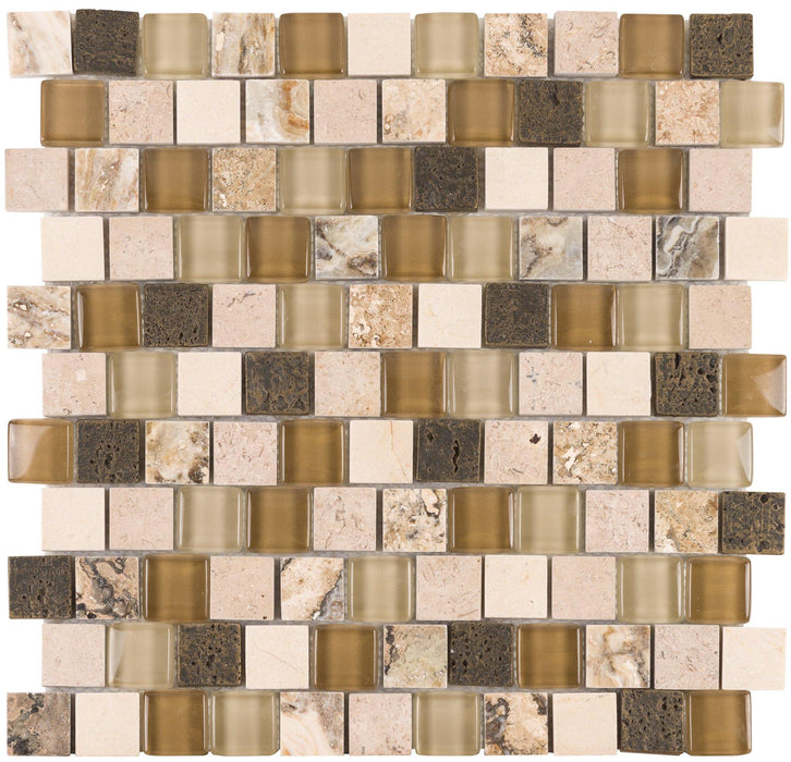 Sandy Bronze 1" x 1" Offset Mosaic