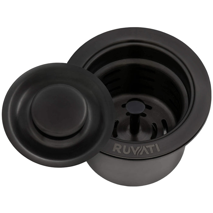 Ruvati Deep Basket Strainer Drain for Kitchen Sinks all Metal 3-1/2 inch – Gunmetal Black Stainless Steel
