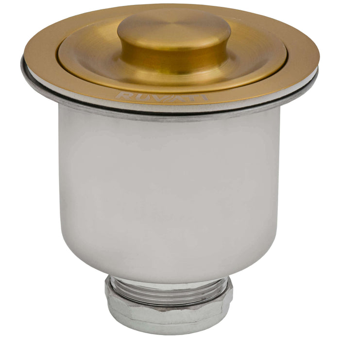Ruvati Deep Basket Strainer Drain for Kitchen Sinks all Metal 3-1/2 inch – Brushed Gold Satin Brass