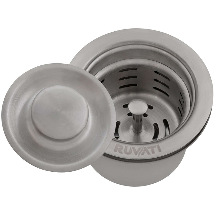 Ruvati Deep Basket Strainer Drain for Kitchen Sinks all Metal with Stopper 3-1/2 inch – Stainless Steel