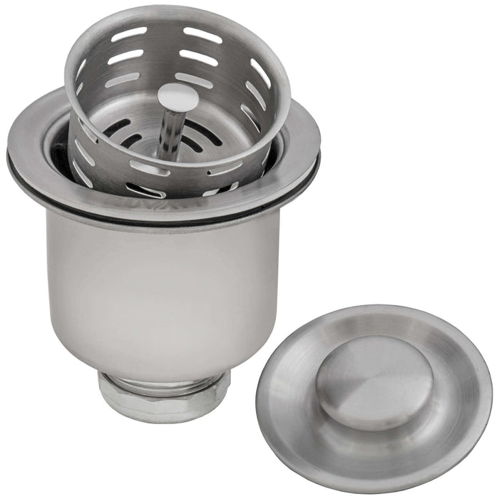 Ruvati Deep Basket Strainer Drain for Kitchen Sinks all Metal with Stopper 3-1/2 inch – Stainless Steel