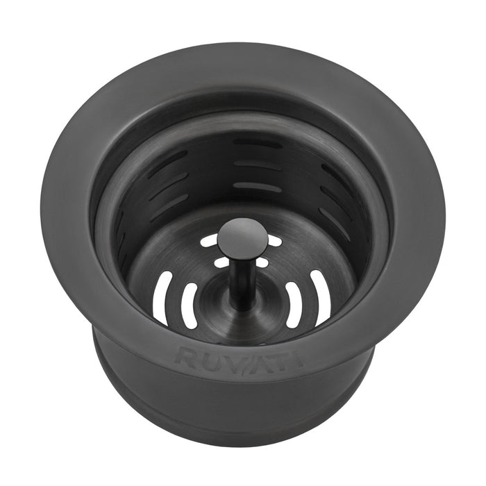 Ruvati Extended Garbage Disposal Flange with Deep Basket Strainer - Gunmetal Black Stainless Steel