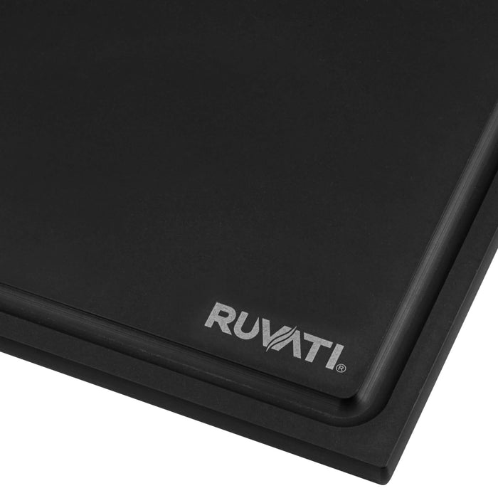 Ruvati 17 x 11 inch Matte Black Composite Replacement Cutting Board for Ruvati Workstation Sinks