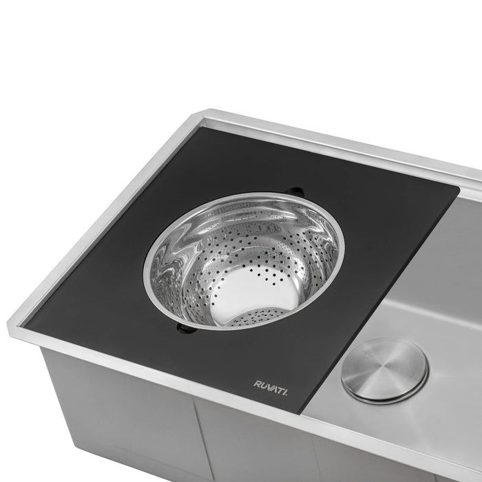 Ruvati Mixing Bowl and Colander with Black Composite Platform (complete set) for Workstation Sinks