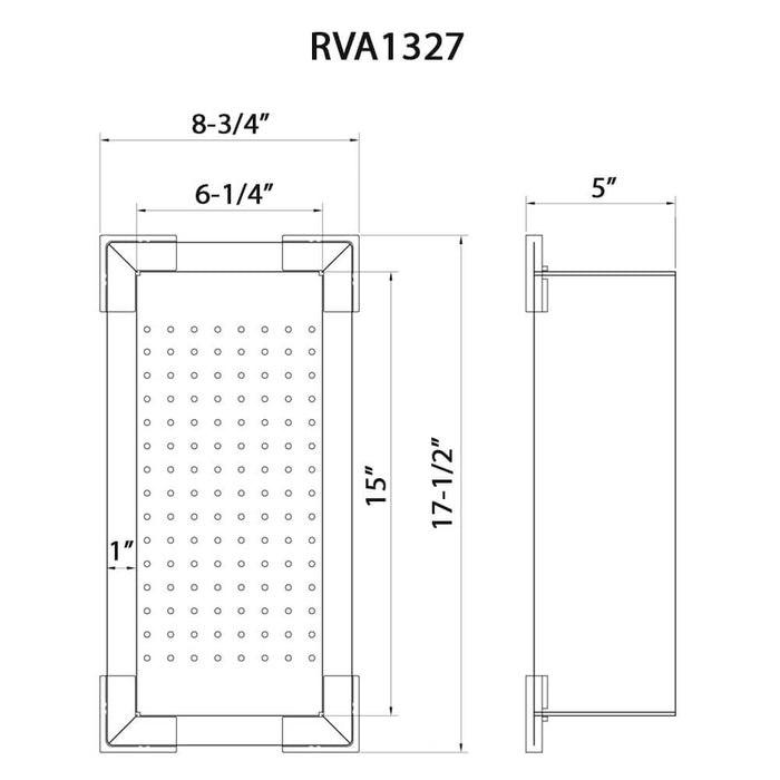 Ruvati Workstation Sink Replacement Colander 17 inch Stainless Steel with Plastic Corners - RVA1327