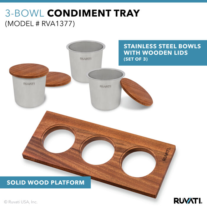Condiment Tray 3 Bowl Serving Board for Workstation Sinks (complete set) - RVA1377