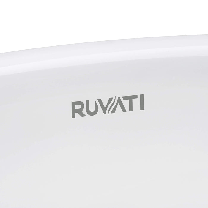 Ruvati 14 inch Bathroom Vessel Sink Round Gold Decorative Art Above Vanity Counter White Ceramic