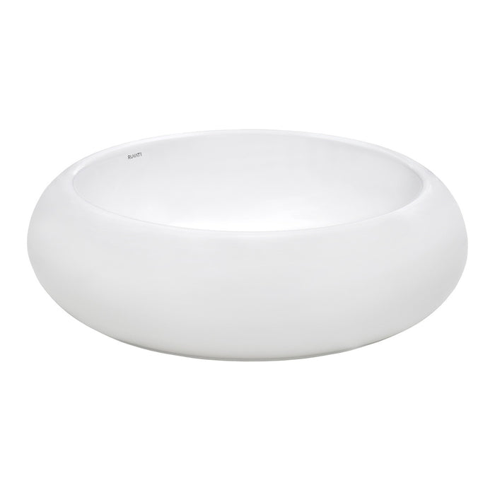 18 inch Round Bathroom Vessel Sink White Above Vanity Counter Circular Porcelain Ceramic - RVB0318