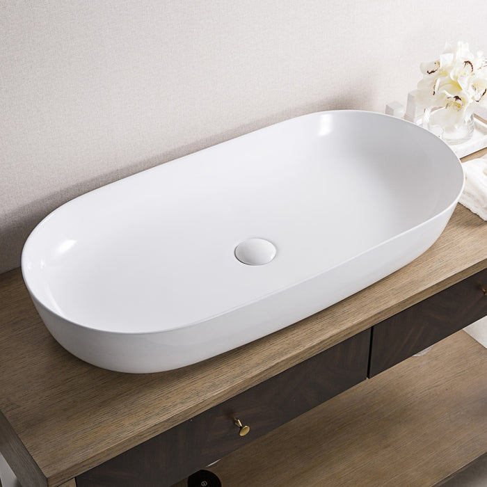 32 x 16 inch Bathroom Vessel Sink White Oval Above Counter Vanity Porcelain Ceramic