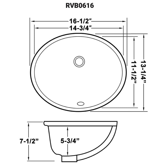 15 x 12 inch Undermount Bathroom Vanity Sink White Oval Porcelain Ceramic with Overflow