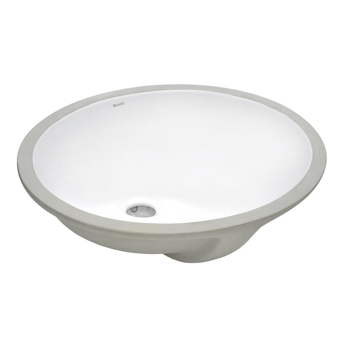 15 x 12 inch Undermount Bathroom Vanity Sink White Oval Porcelain Ceramic with Overflow