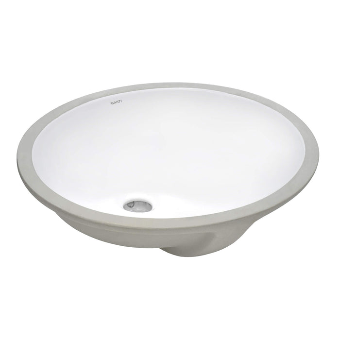 16 x 13 inch Undermount Bathroom Sink White Oval Porcelain Ceramic with Overflow