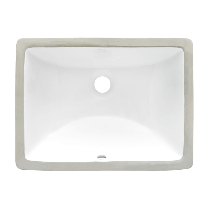 17 x 12 inch Undermount Bathroom Vanity Sink White Rectangular Porcelain Ceramic with Overflow - RVB0718