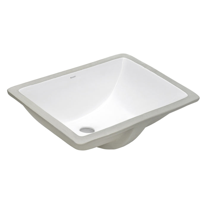 17 x 12 inch Undermount Bathroom Vanity Sink White Rectangular Porcelain Ceramic with Overflow - RVB0718