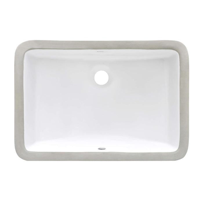 18 x 12 inch Undermount Bathroom Vanity Sink White Rectangular Porcelain Ceramic with Overflow - RVB0721
