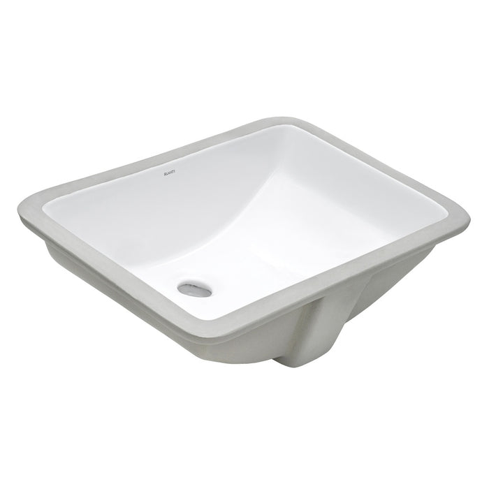 18 x 12 inch Undermount Bathroom Vanity Sink White Rectangular Porcelain Ceramic with Overflow - RVB0721