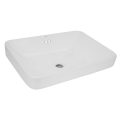 Ruvati 23 x 16 inch Semi-Recessed Drop-in Topmount Bathroom Sink Rectangular Porcelain Ceramic White