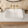Ruvati 23 x 16 inch Semi-Recessed Drop-in Topmount Bathroom Sink Rectangular Porcelain Ceramic White