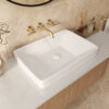 Ruvati 23 x 16 inch Semi-Recessed Drop-in Topmount Bathroom Sink Rectangular Porcelain Ceramic White