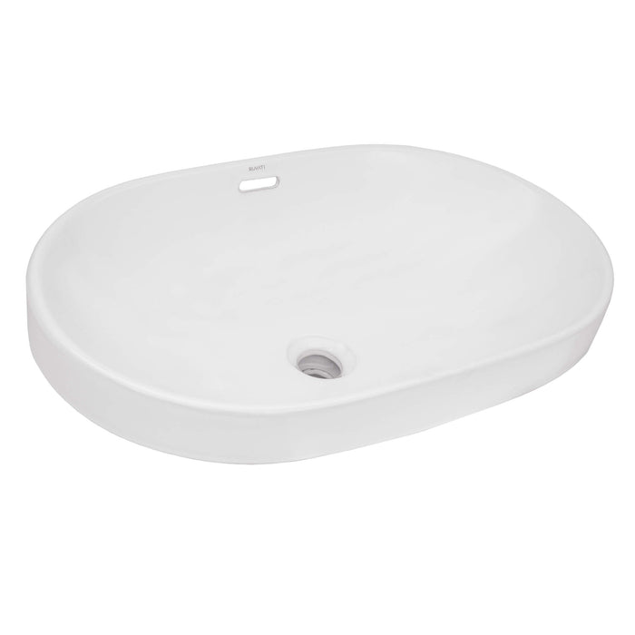 Ruvati 24 x 16 inch Semi-Recessed Drop-in Topmount Bathroom Sink Rectangular Ceramic with Overflow White