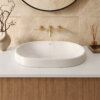 Ruvati 24 x 16 inch Semi-Recessed Drop-in Topmount Bathroom Sink Rectangular Ceramic with Overflow White