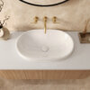 Ruvati 24 x 16 inch Semi-Recessed Drop-in Topmount Bathroom Sink Rectangular Ceramic with Overflow White