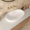 Ruvati 24 x 16 inch Semi-Recessed Drop-in Topmount Bathroom Sink Rectangular Ceramic with Overflow White