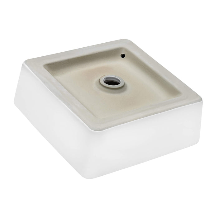 15 x 15 inch Bathroom Vessel Sink White Square Above Counter Porcelain Ceramic