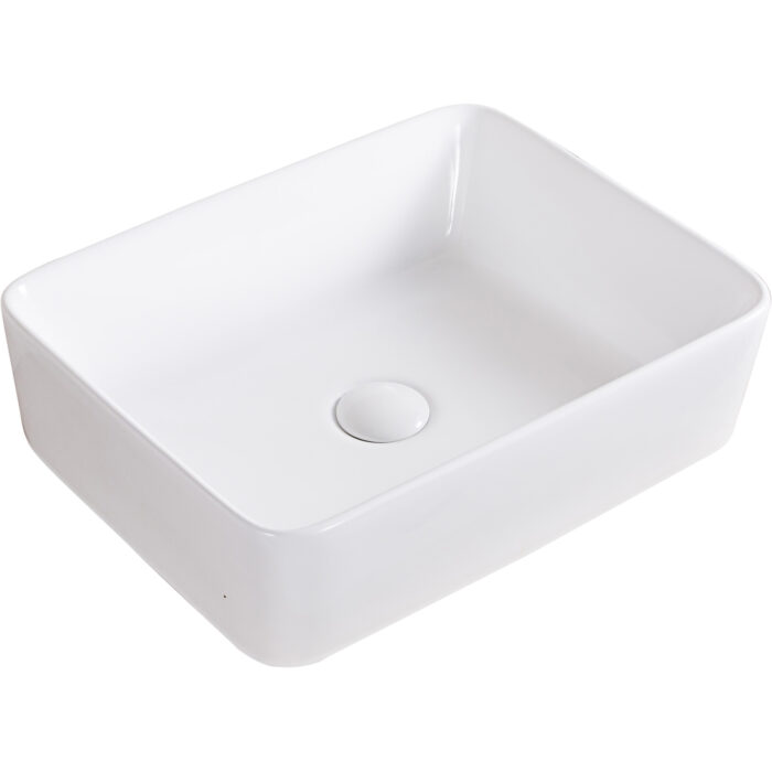 19 x 14 inch Bathroom Vessel Sink White Rectangular Above Vanity Counter Porcelain Ceramic - RVB1915
