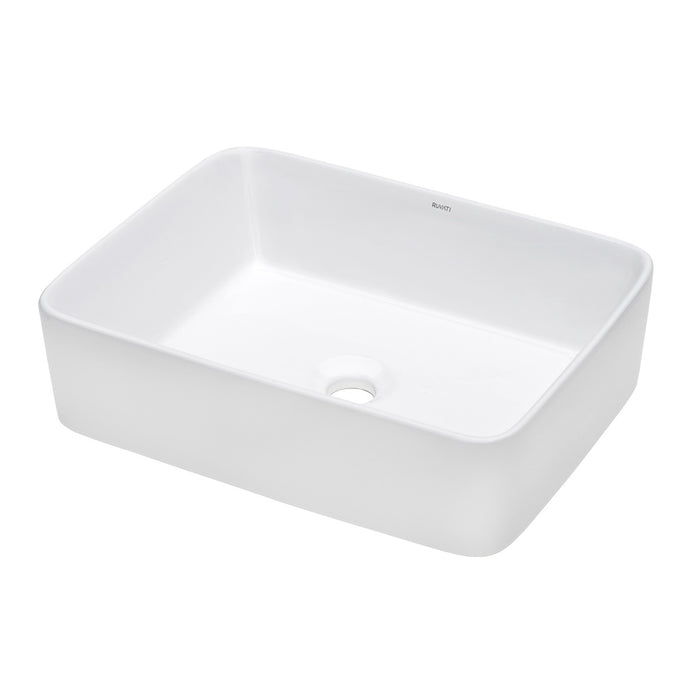 19 x 14 inch Bathroom Vessel Sink White Rectangular Above Vanity Counter Porcelain Ceramic - RVB1915