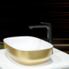 Ruvati 19-inch Matte Gold and White Bathroom Vessel Sink epiStone Solid Surface