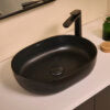 Ruvati 19-inch Matte Black epiStone Solid Surface Modern Bathroom Vessel Sink